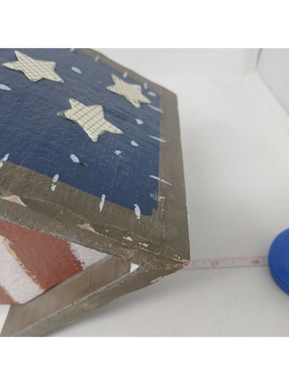 Patriotic Wood Birdhouse USA Heart Star Accents Red White Blue Rustic 16" T #SB - Picture 8 of 10